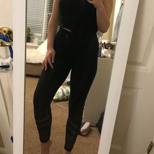 Black High waisted mesh cutout legging